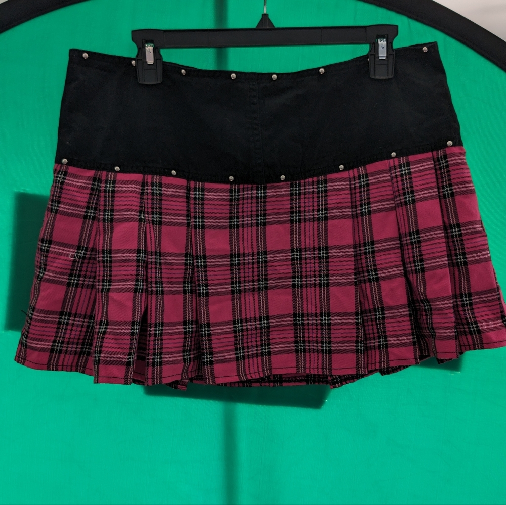 Vintage Super Low Fat Goth Plaid Micro Mini Skirt Hot Topic Y2K